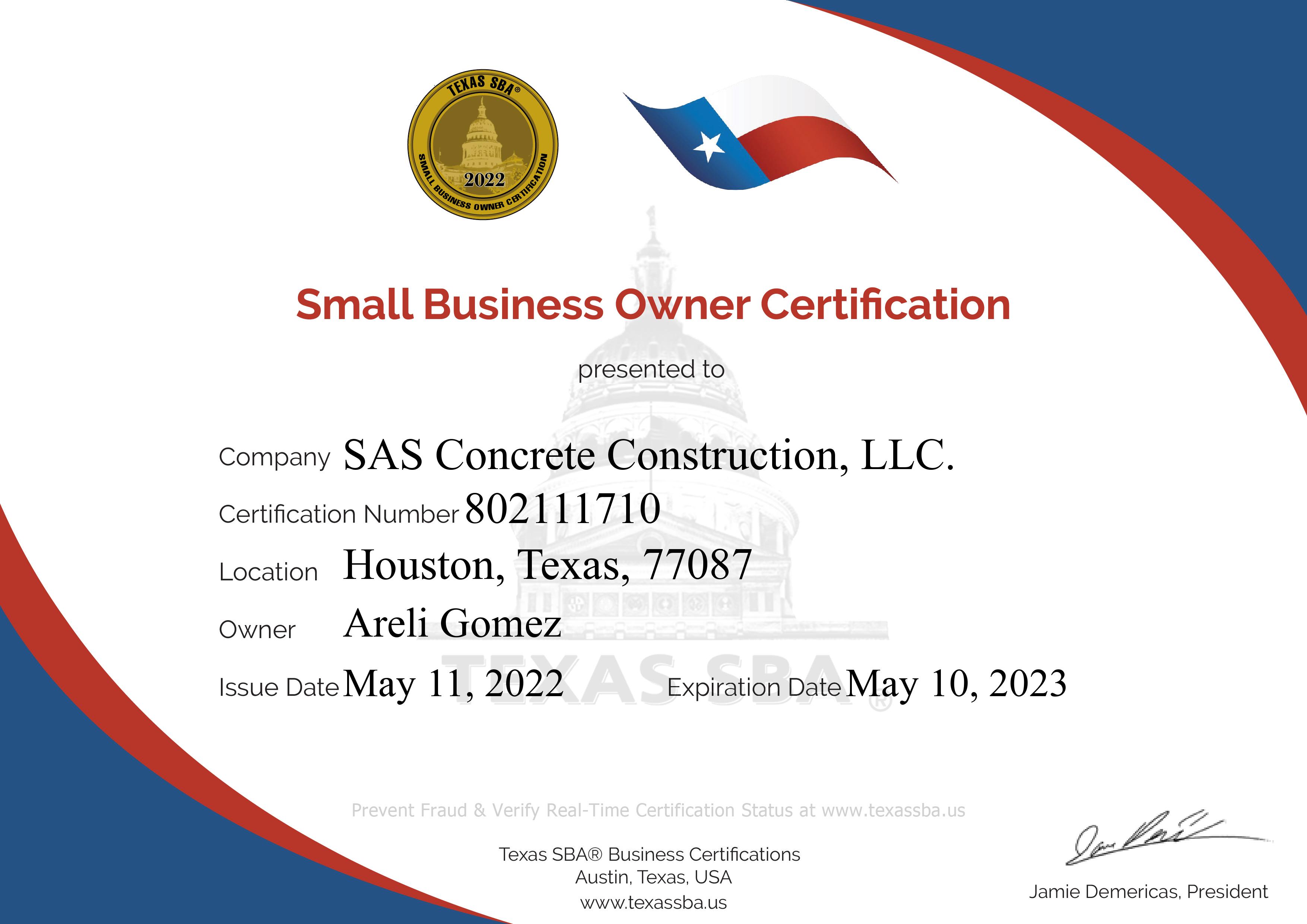SAS Concrete Construction, LLC.